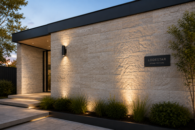 Stone-textured architectural concrete finish