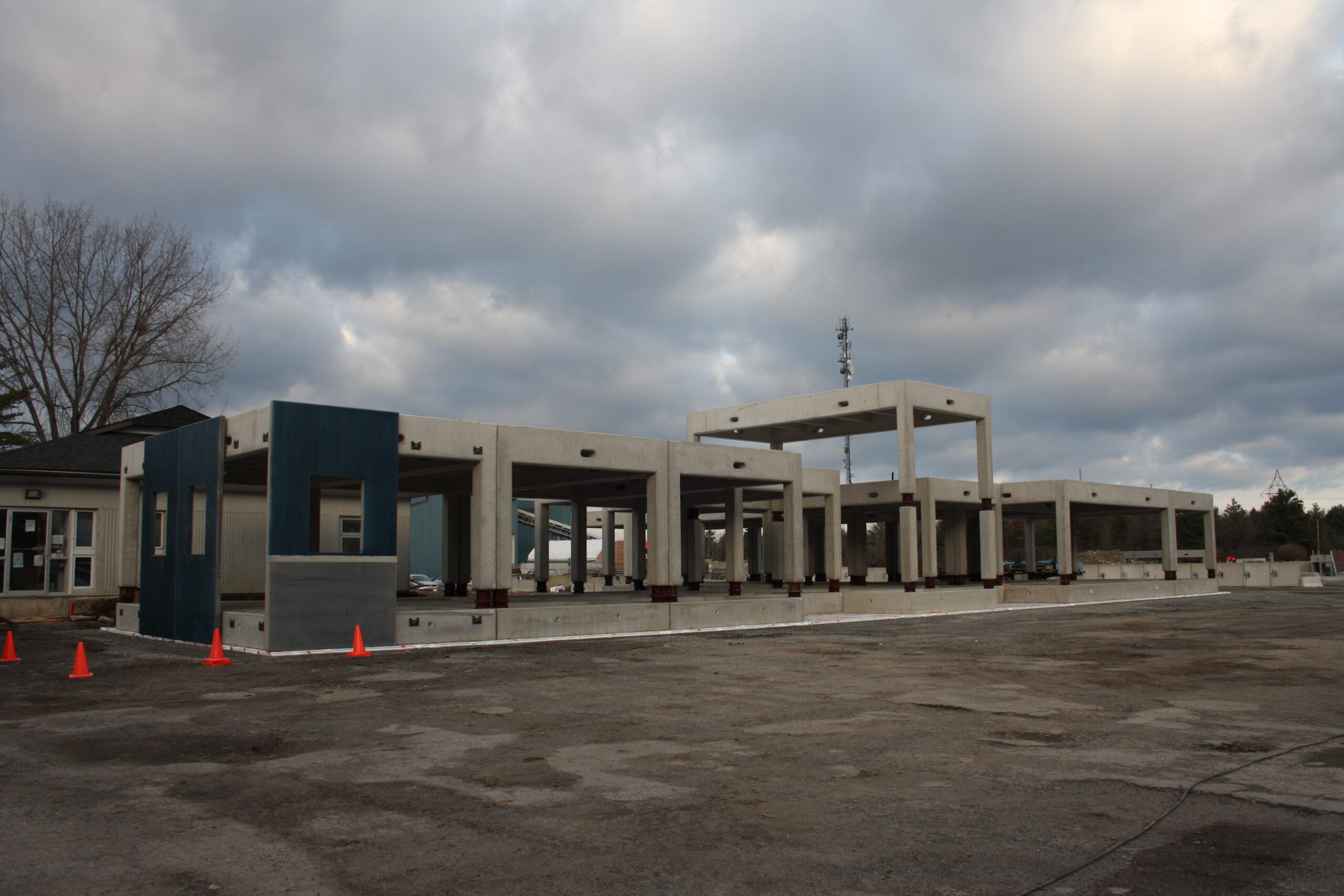 Connected Lodestar precast units forming a commercial building frame
