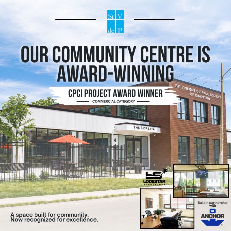 Completed St. Vincent de Paul Community Centre CPCI Project Award recognition